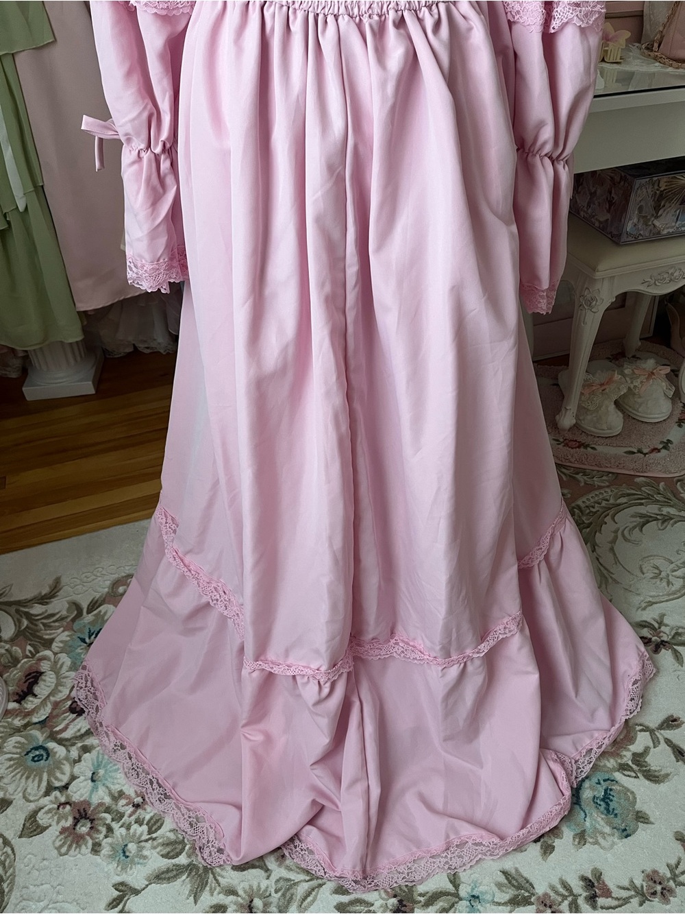 SHEIN Pink Ruffled Lace-Trim Maxi Dress - Picture 7 of 8